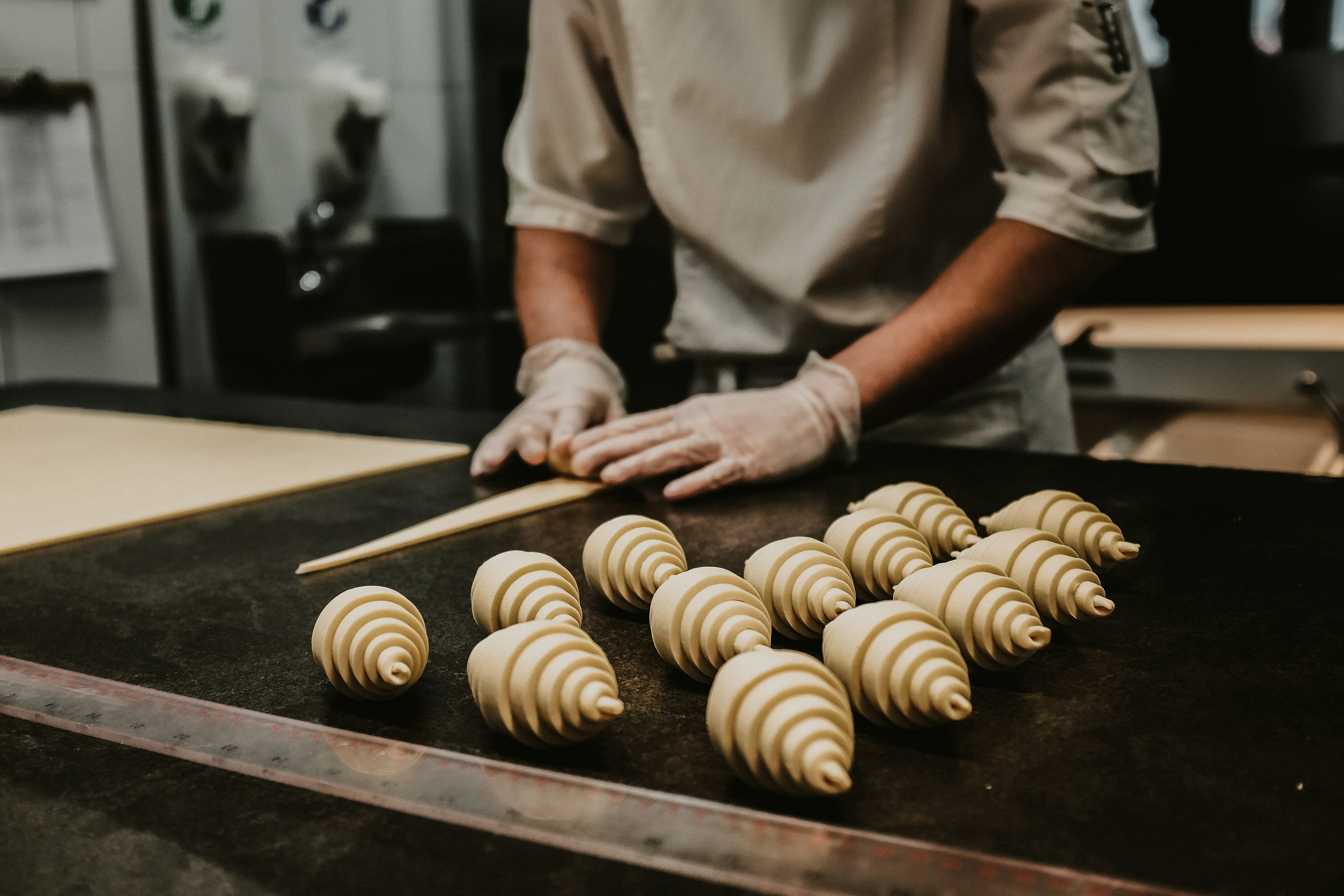Croissant dough being prepared in the Saha kitchen